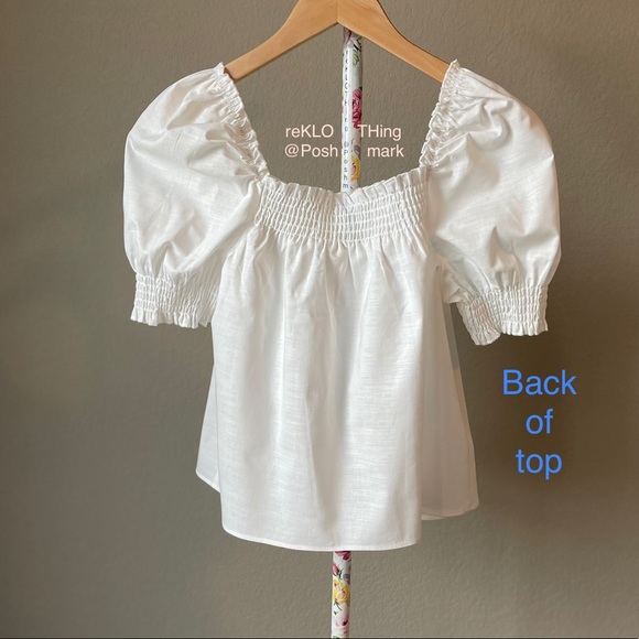 🛍 H&M Puff-sleeved Square-neck Cotton Top Shirt - Picture 3 of 7